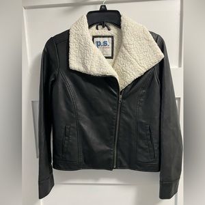 NEW Faux Leather Jacket Soft Sherpa inside Youth 12